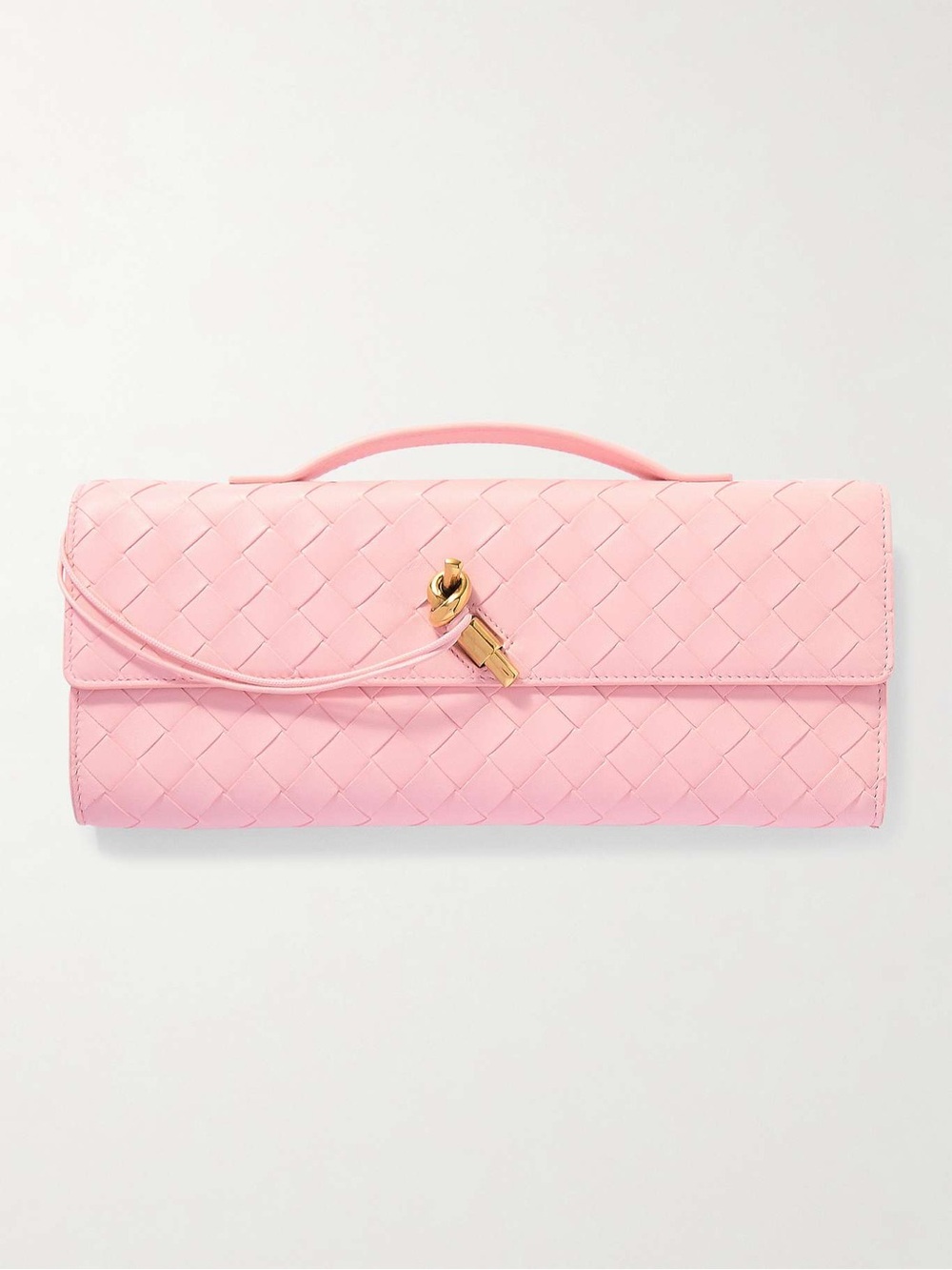 Woven Leather Top-Handle Shoulder Bag in Light Pink - Picture 5 of 5